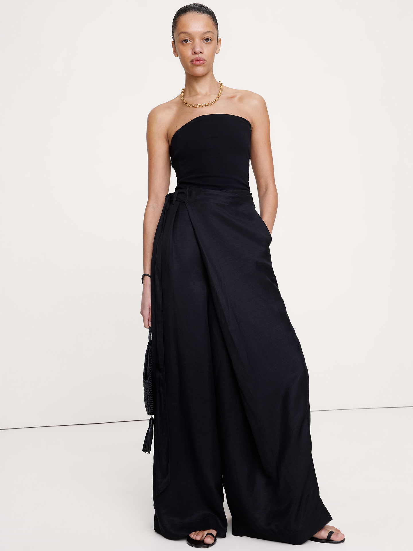Image number 1 showing, Viscose-Linen Palazzo Pant
