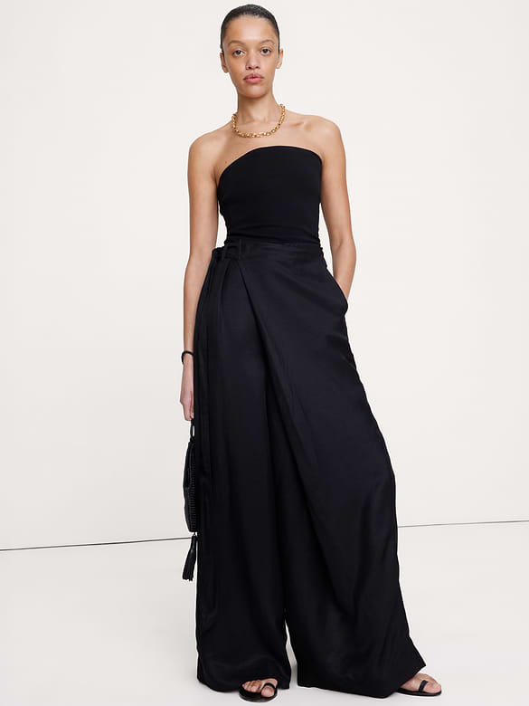 Viscose-Linen Palazzo Pant