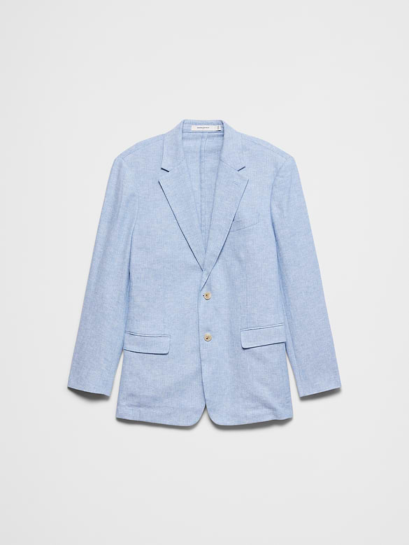Linen-Blend Herringbone Suit Jacket