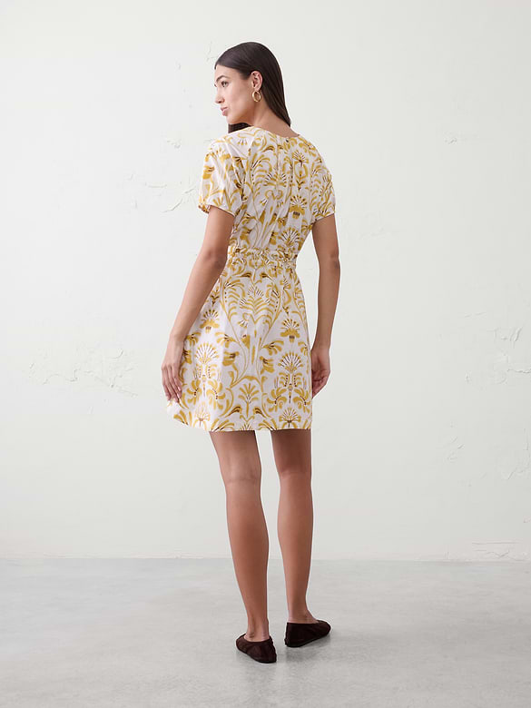 Poplin Pleated Mini Dress