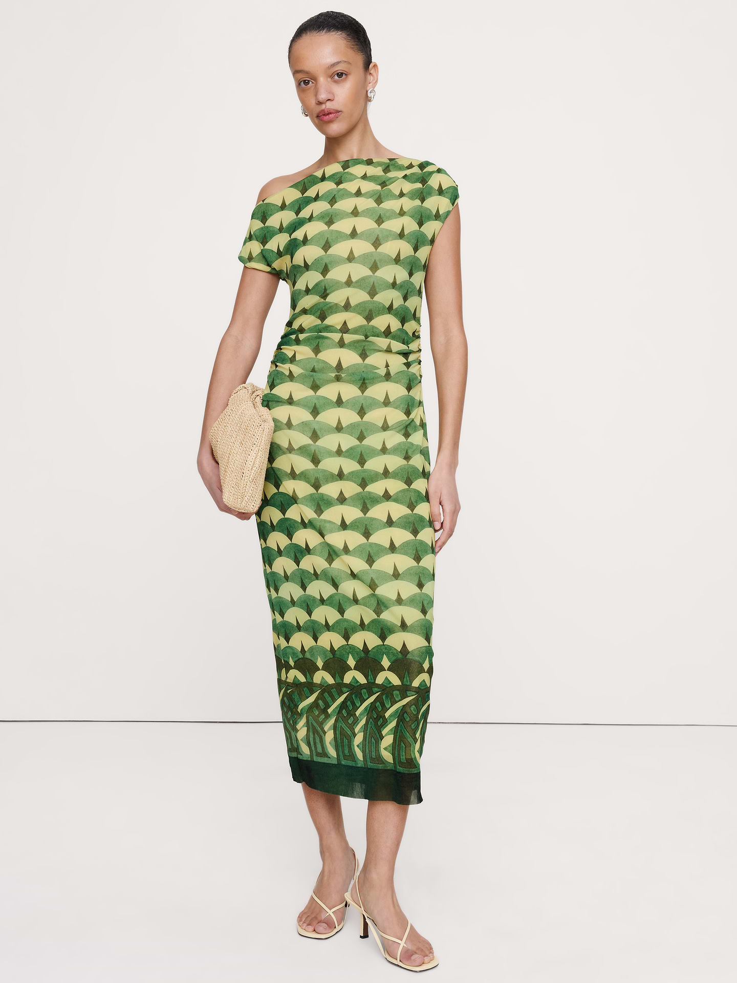 Image number 1 showing, Mesh Off-Shoulder Maxi Dress