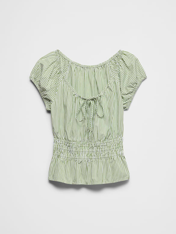 Elastic Scoop-Neck Top