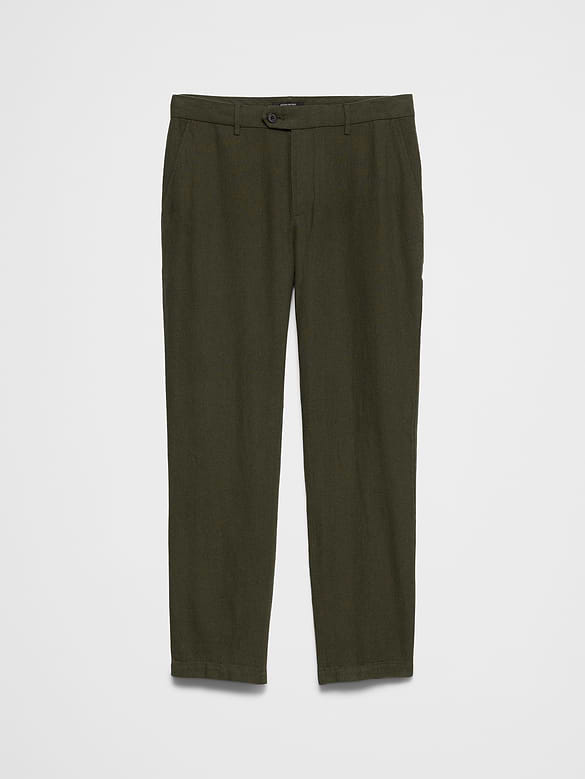 Slim-Straight Linen-Blend Trouser