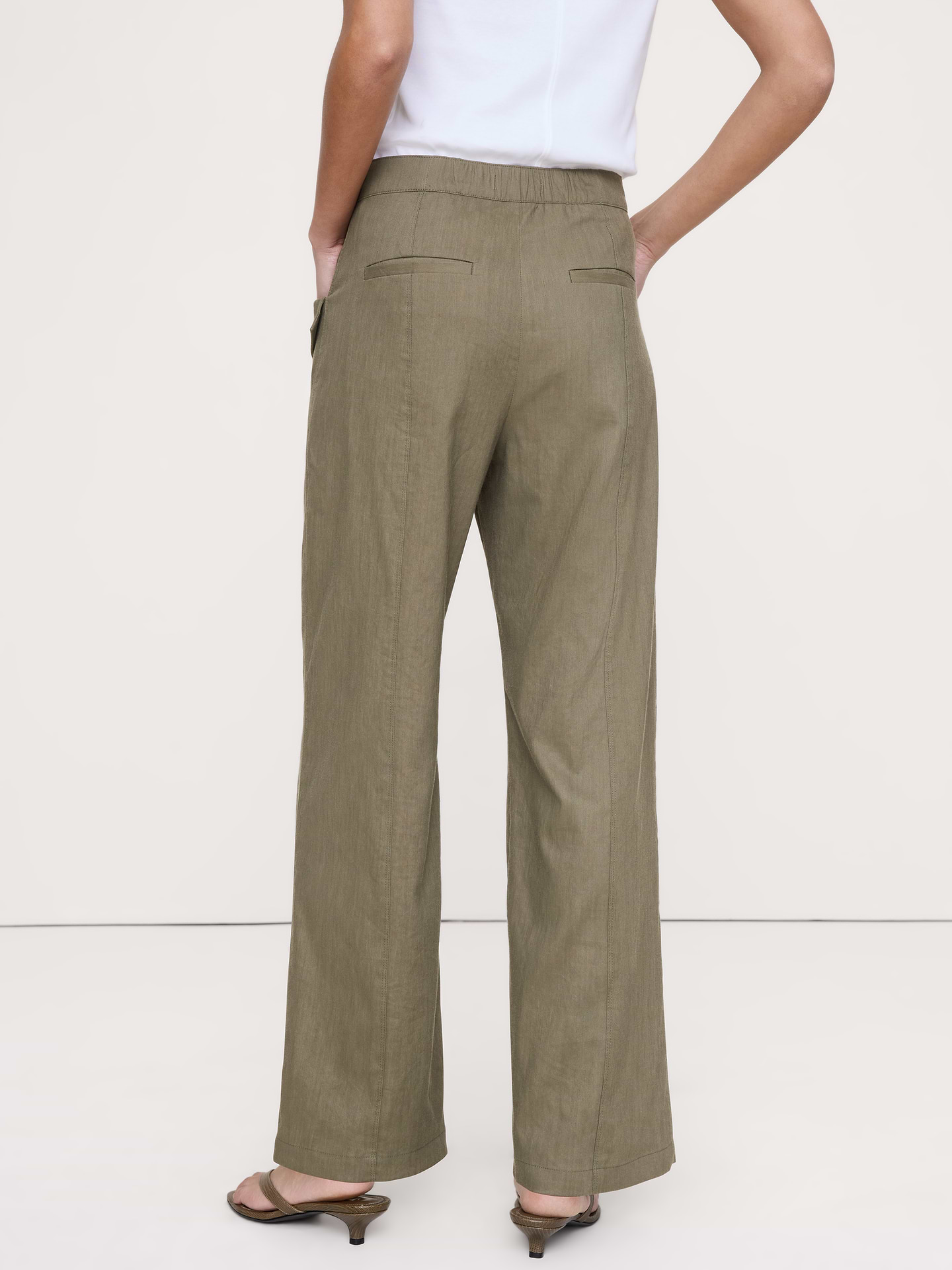 Image number 7 showing, High-Rise Straight Utility Pant in Stretch Linen-Viscose