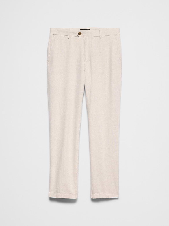 Slim-Straight Linen-Blend Trouser