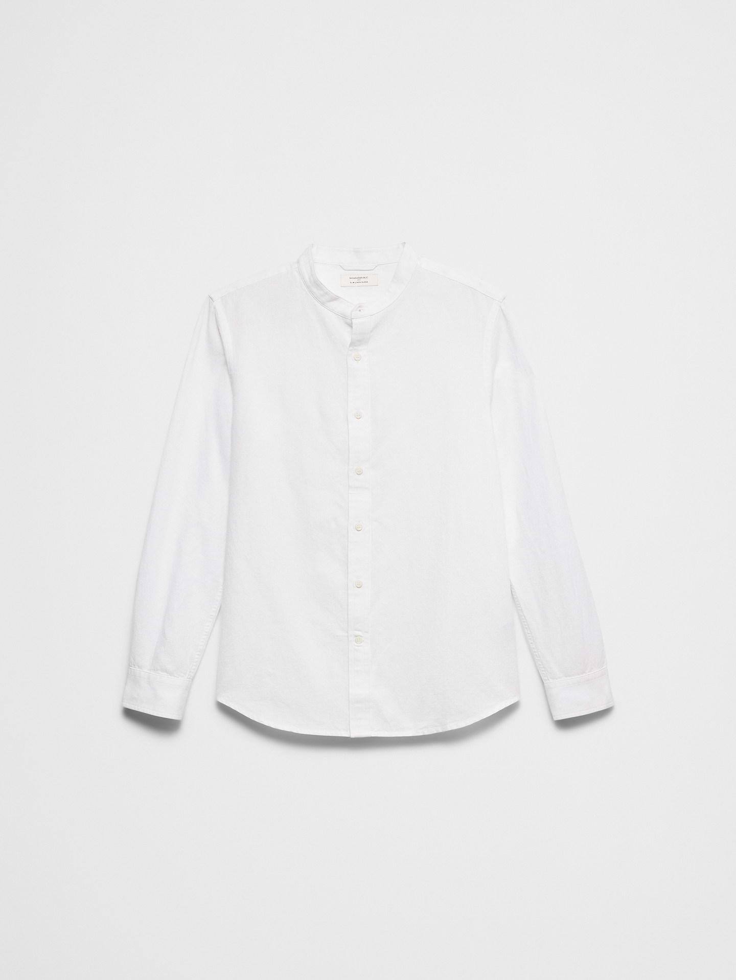 Image number 7 showing, Slim-Fit Linen-Blend Banded-Collar Shirt