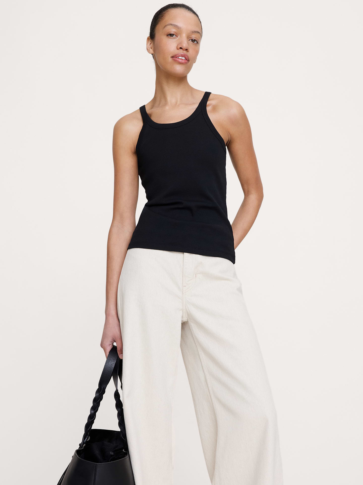 Image number 1 showing, Ribbed Scoop-Neck Tank