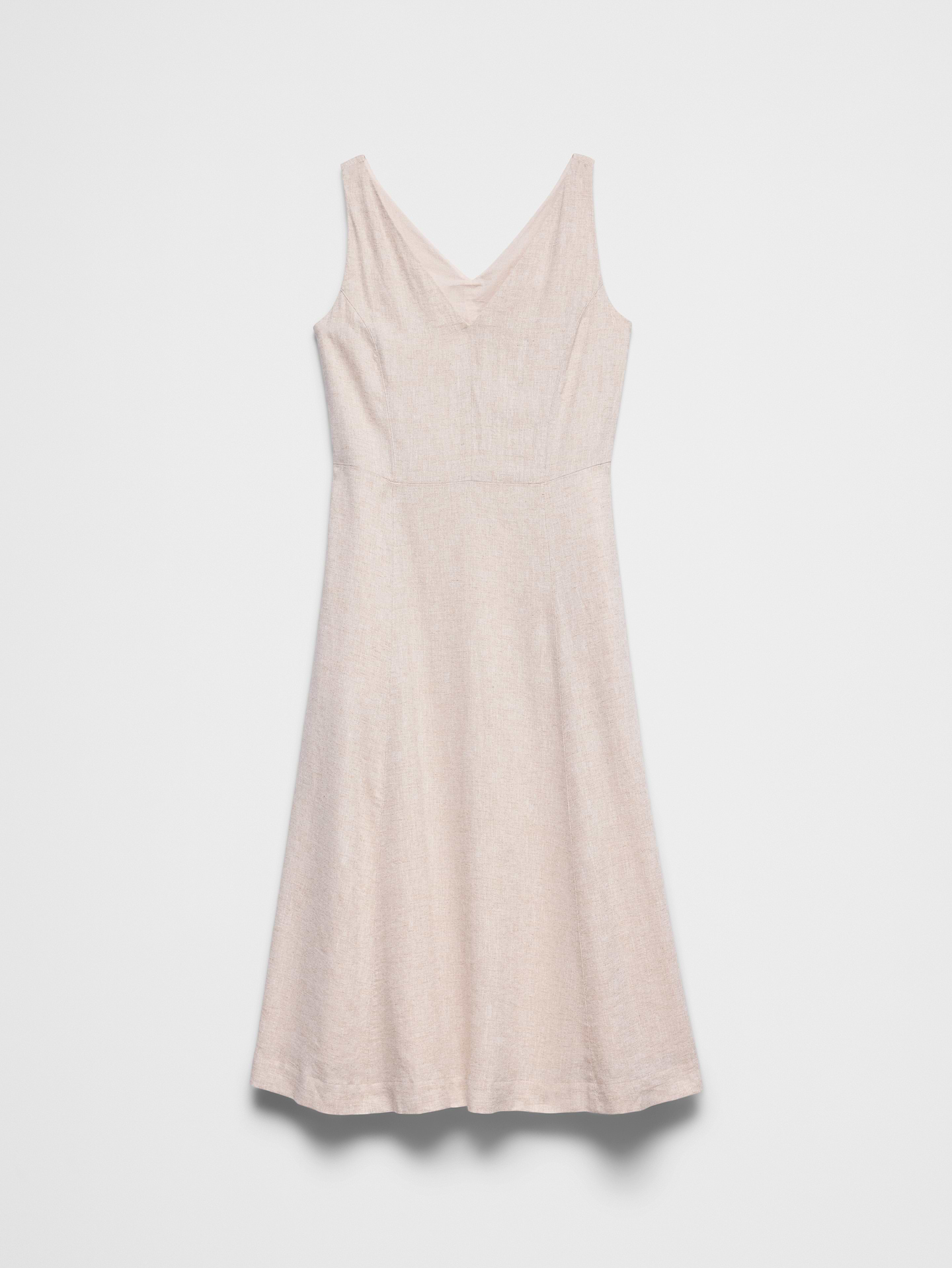 Image 4 of 4, Linen-Blend Drapey Midi Dress