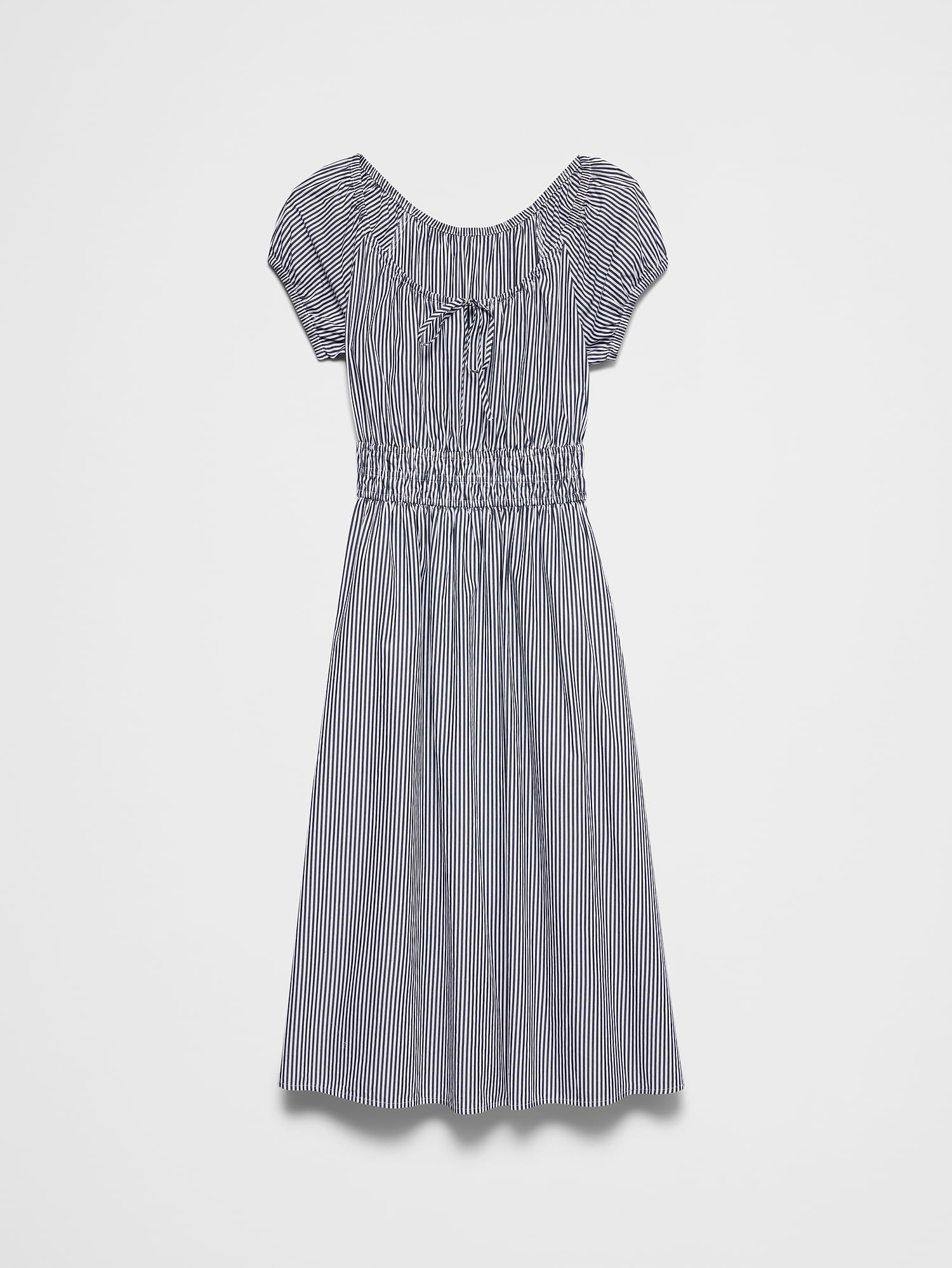 Poplin Gathered-Neck Midi Dress | Banana Republic Factory
