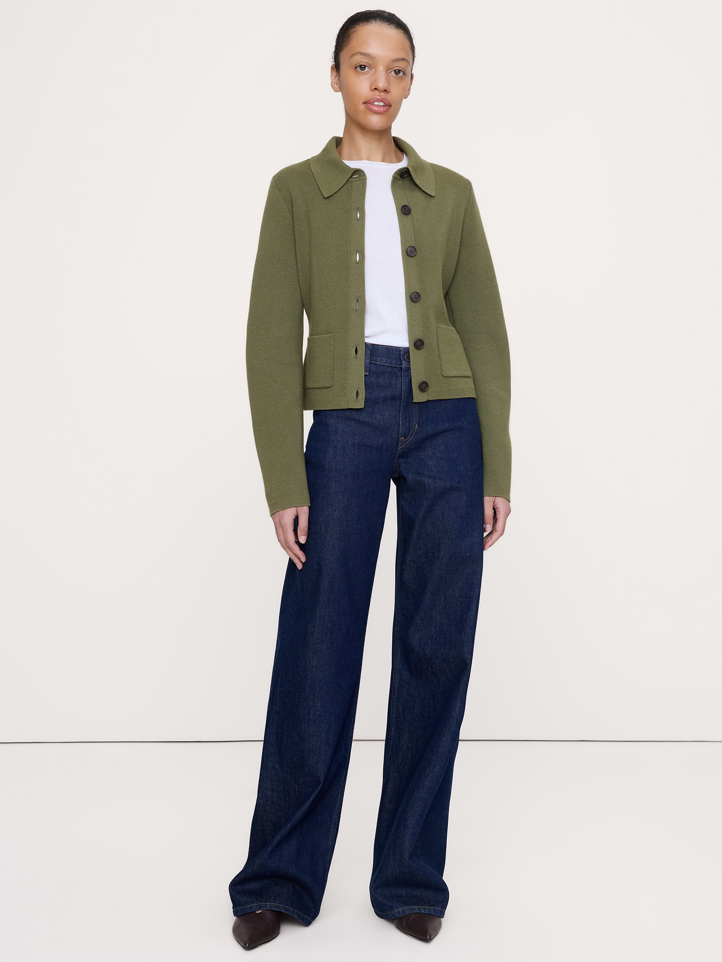 Image number 1 showing, Larkspur Cotton-Silk Polo Cardigan