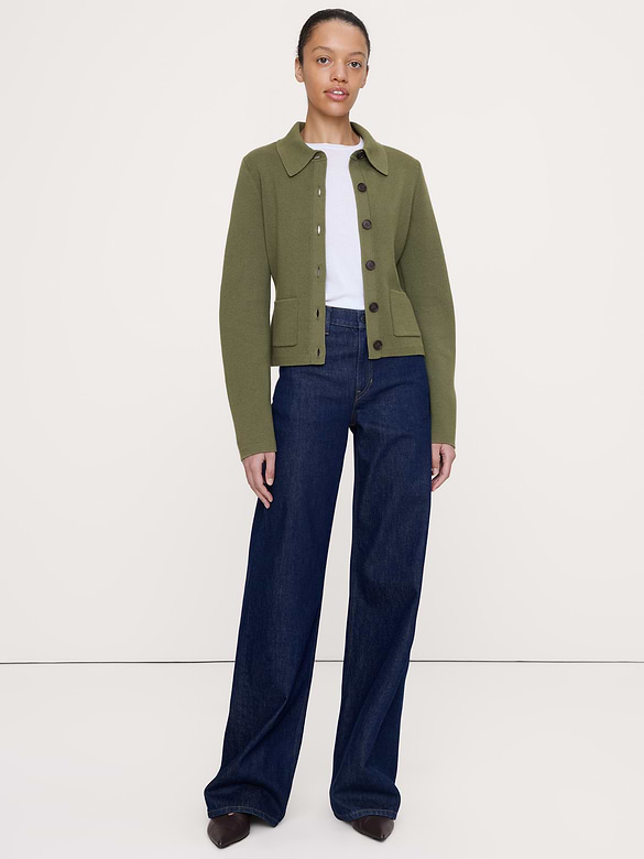 Larkspur Cotton-Silk Polo Cardigan