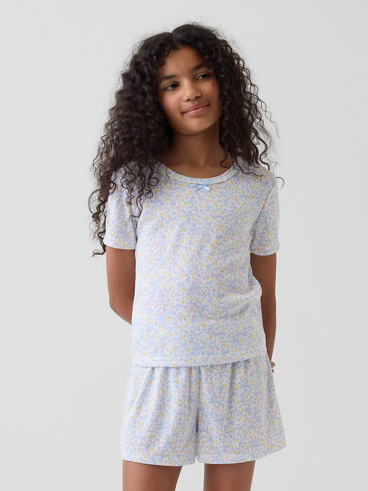 Image number 1 showing, Kids Recycled Pointelle PJ Shorts