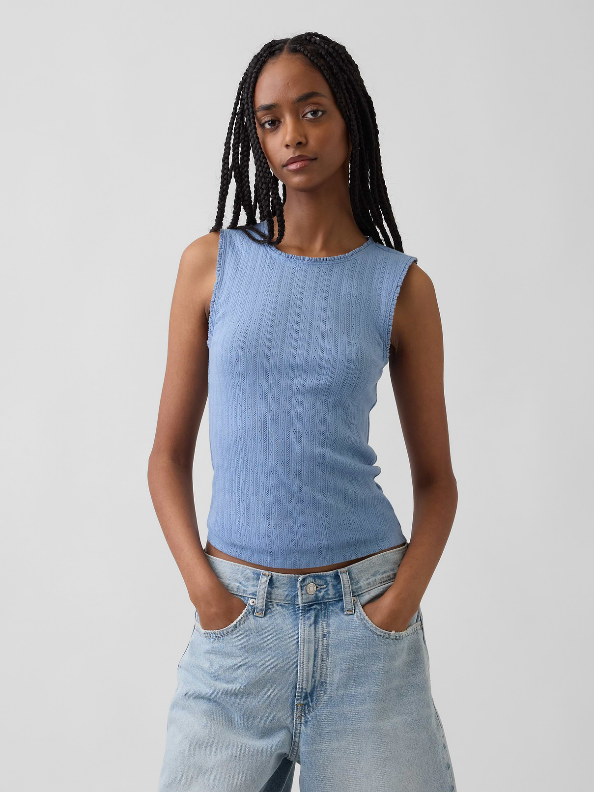 Pointelle Shell Tank Top