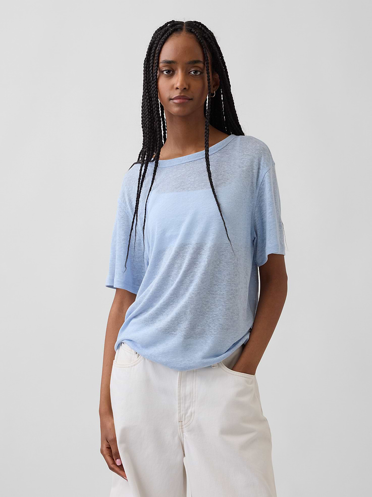 L'image numéro 1 présente T-shirt décontracté en mélange de lin