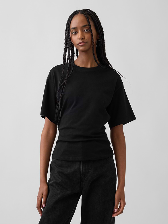 Knit Fitted-Waist T-Shirt