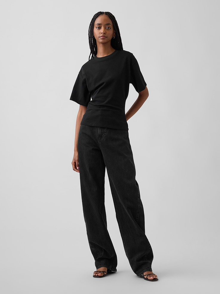 Image 2 of 5, Knit Fitted-Waist T-Shirt