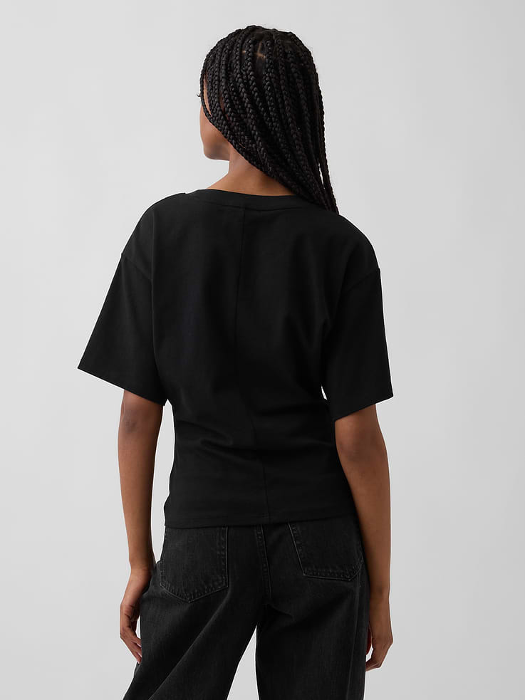 Image 3 of 5, Knit Fitted-Waist T-Shirt