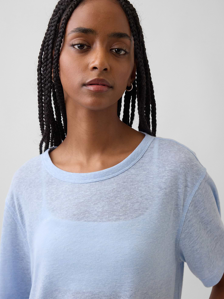 L'image numéro 4 présente T-shirt décontracté en mélange de lin