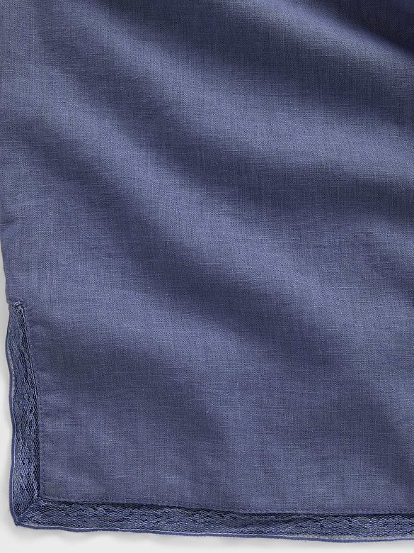 Linen-Blend Lace-Hem PJ Pants