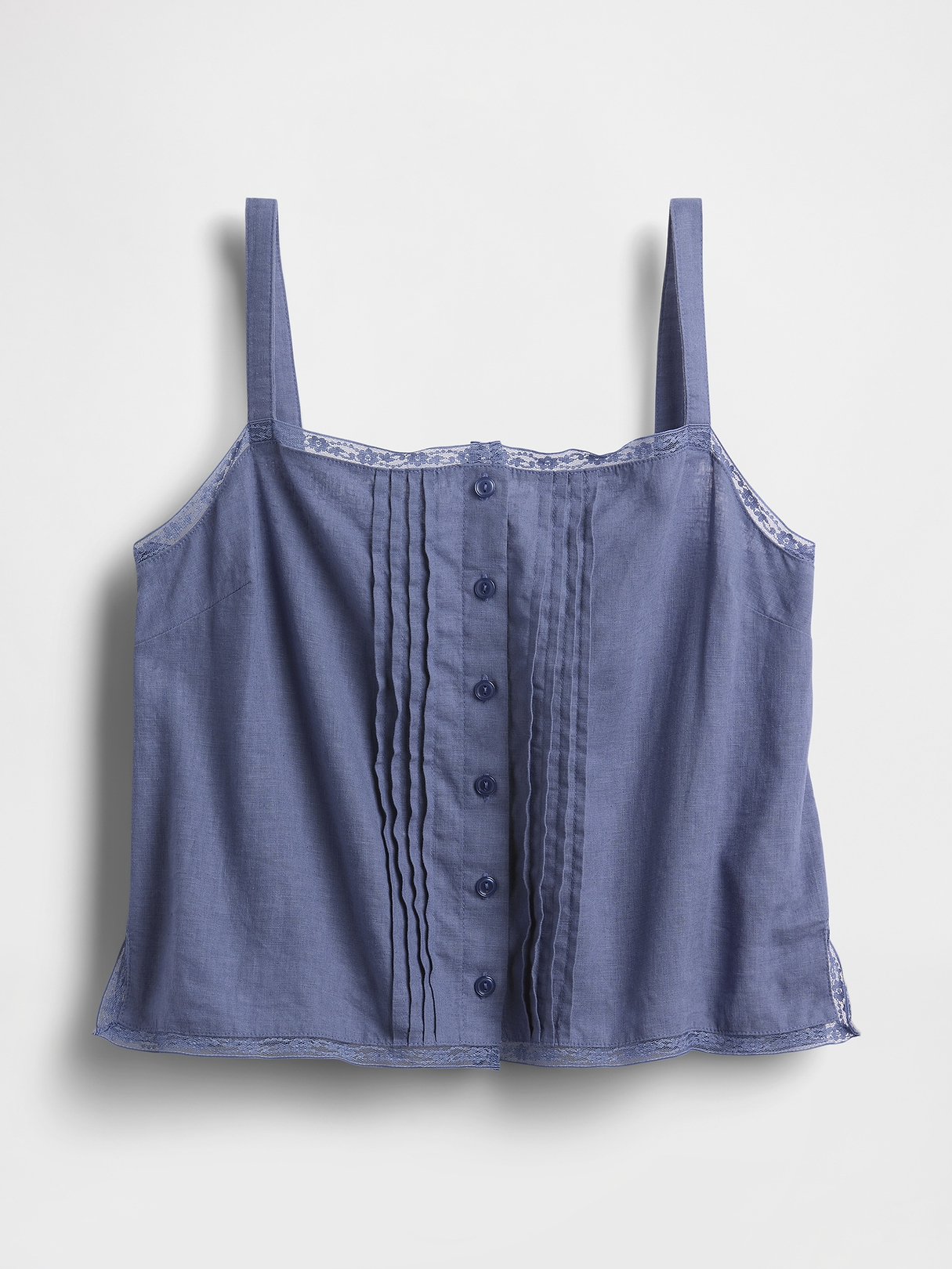 Linen-Blend Pintuck Crop PJ Tank Top | Gap