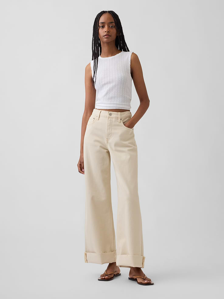 Image number 1 showing, High Rise Stride Wide-Leg Ankle Jeans