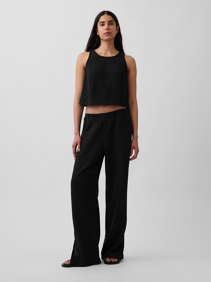 Image number 2 showing, Cotton Gauze Racer Shell Tank Top