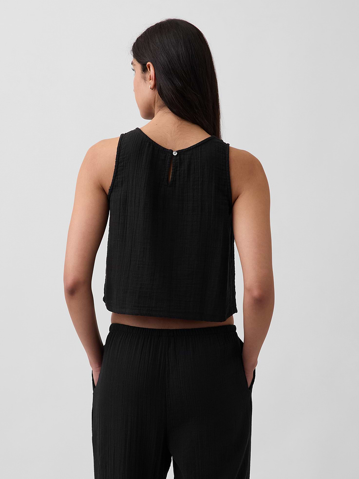 Image number 3 showing, Cotton Gauze Racer Shell Tank Top