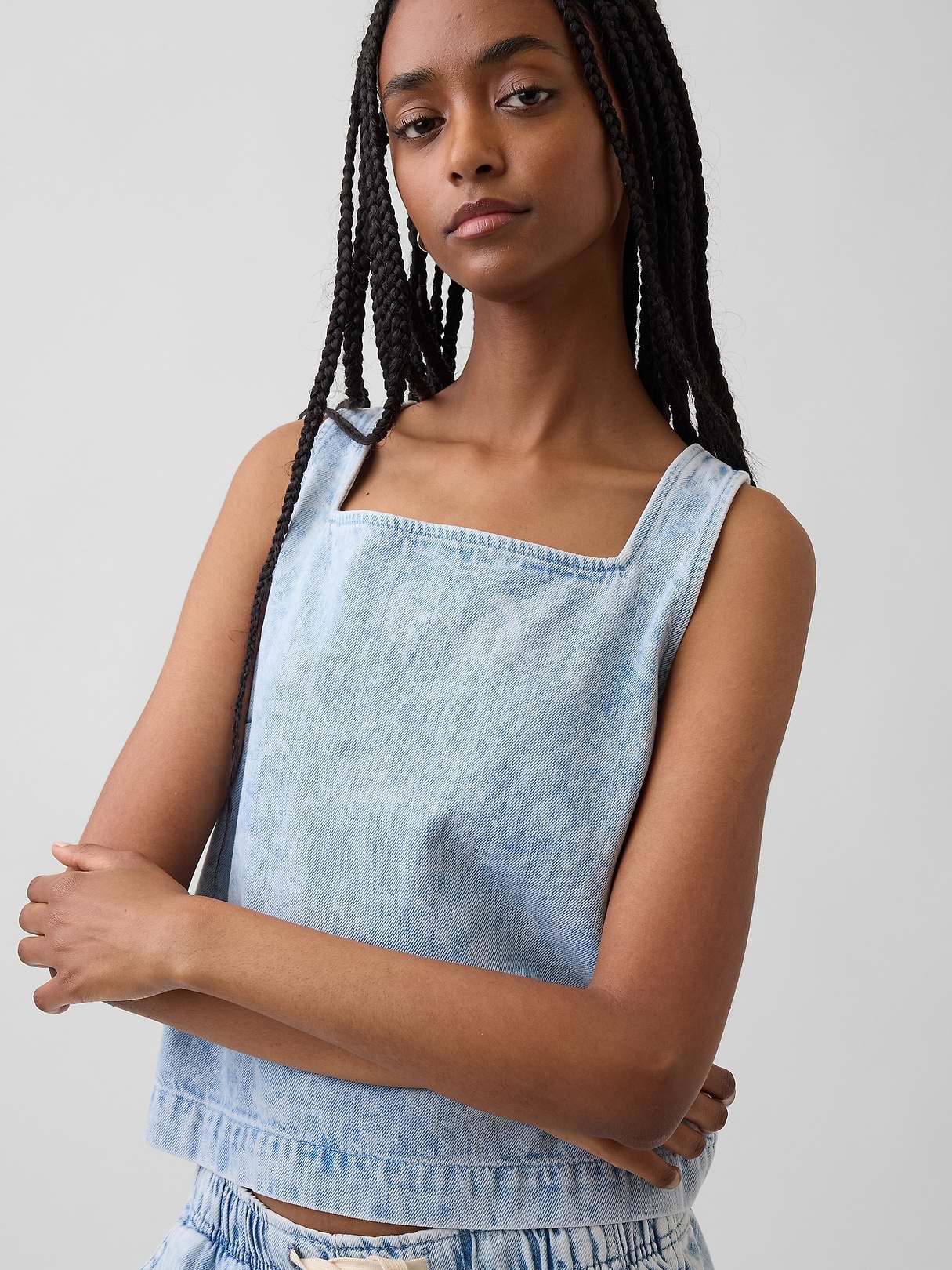 Denim Crop Shell Tank Top | Gap