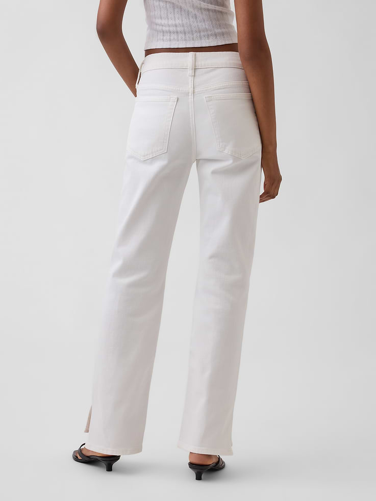 Image number 4 showing, Mid Rise Split-Hem Relaxed Straight Jeans