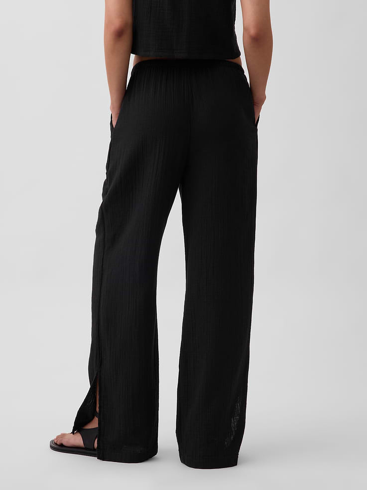 Image number 4 showing, Cotton Gauze Easy Split-Hem Pants
