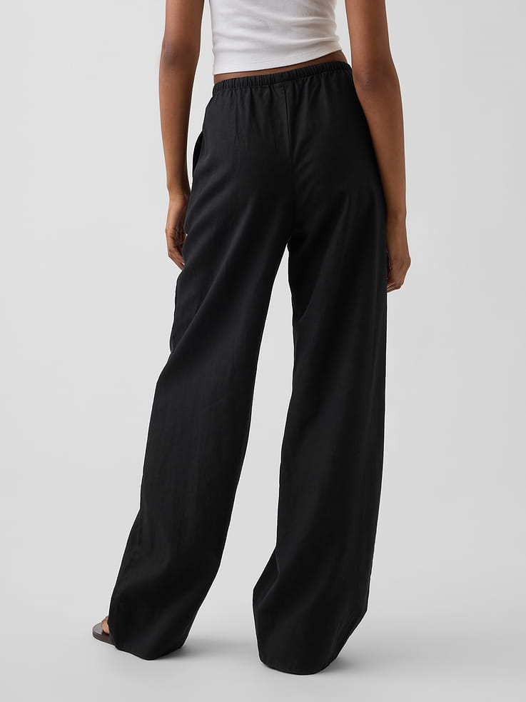Image number 4 showing, Linen-Blend Easy Wide-Leg Pants