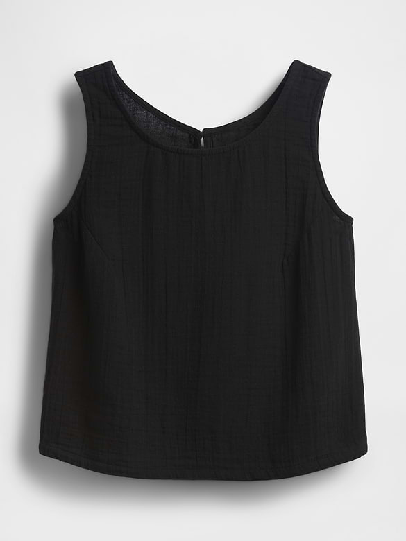 Cotton Gauze Racer Shell Tank Top