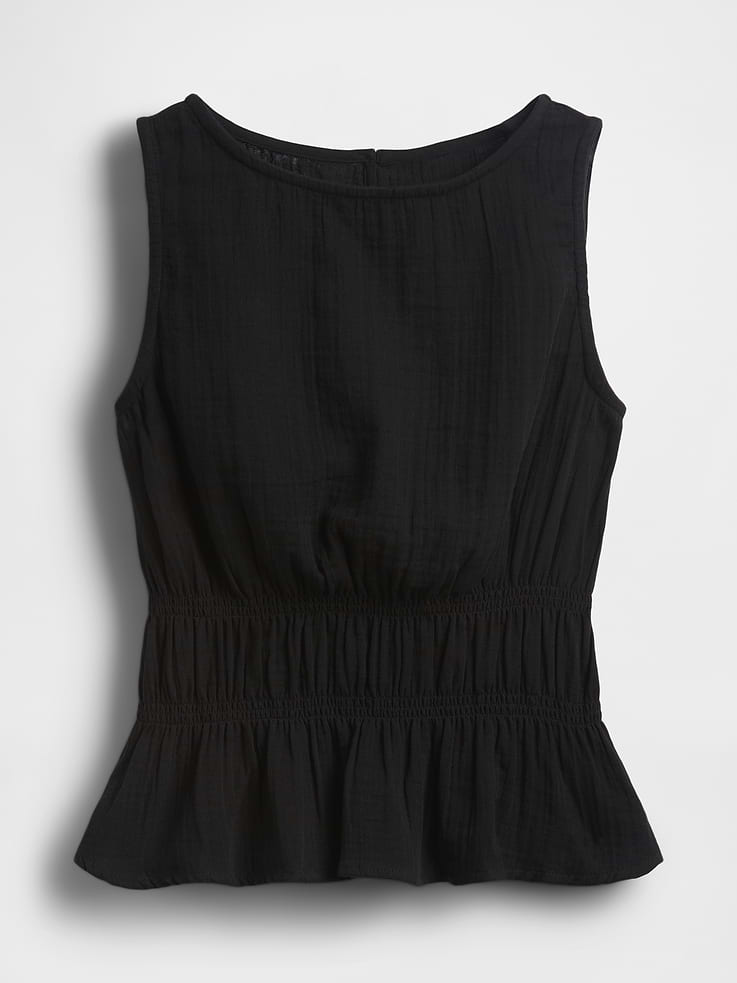 Image number 5 showing, Cotton Gauze Smocked-Waist Peplum Top