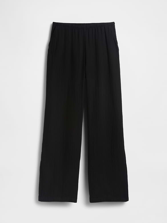 Cotton Gauze Easy Split-Hem Pants