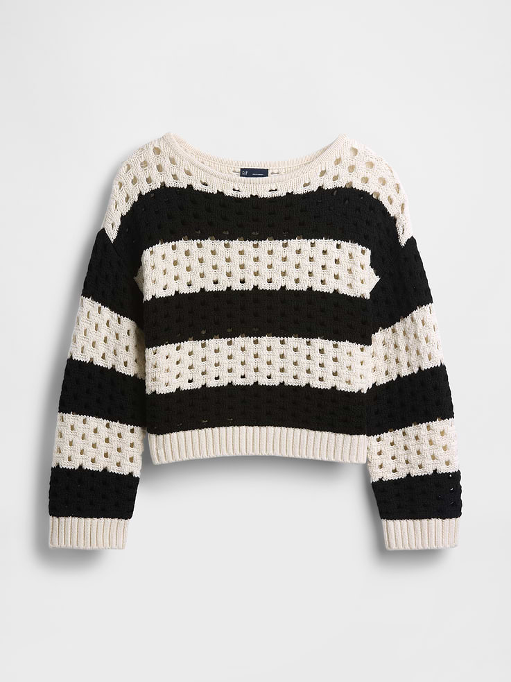 Image number 5 showing, 100% Cotton Crochet Boatneck Sweater