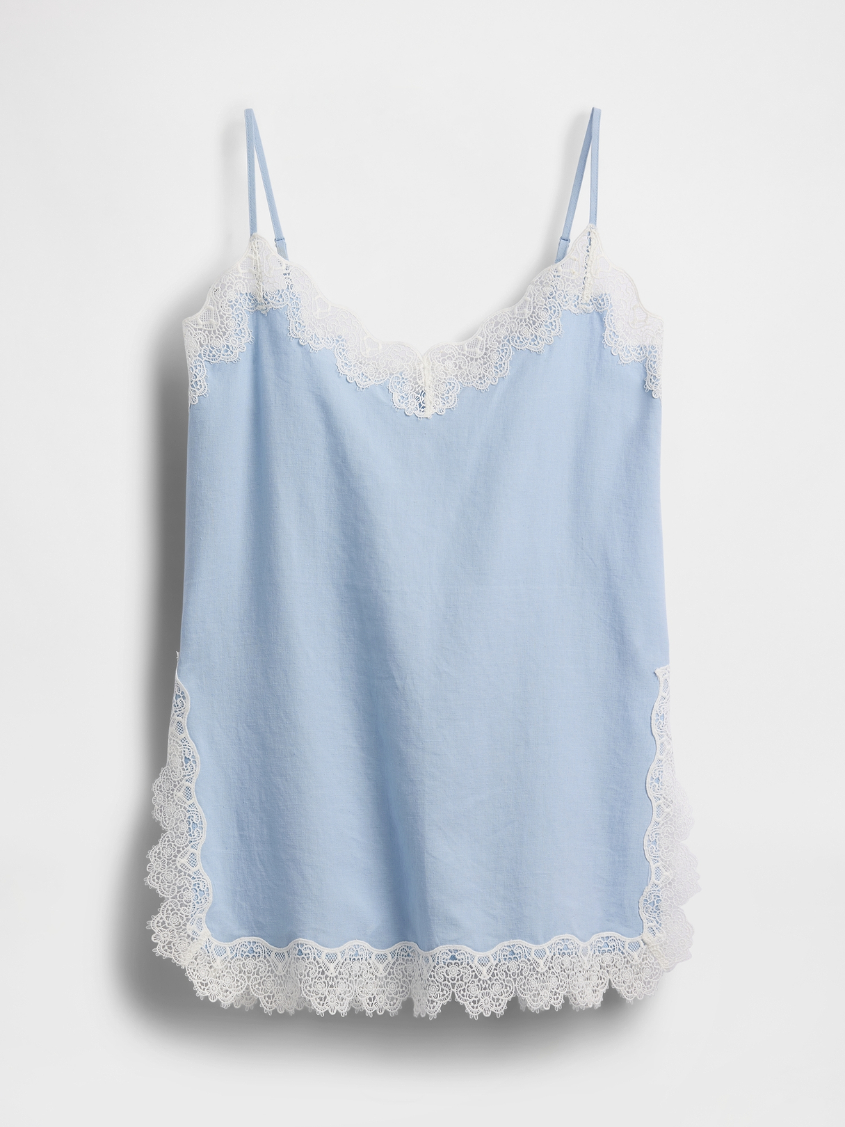 Linen-Blend Lace-Trim Cami | Gap
