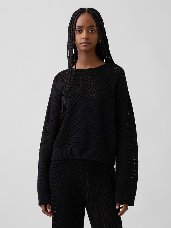 100% Cotton Crochet Relaxed Sweater