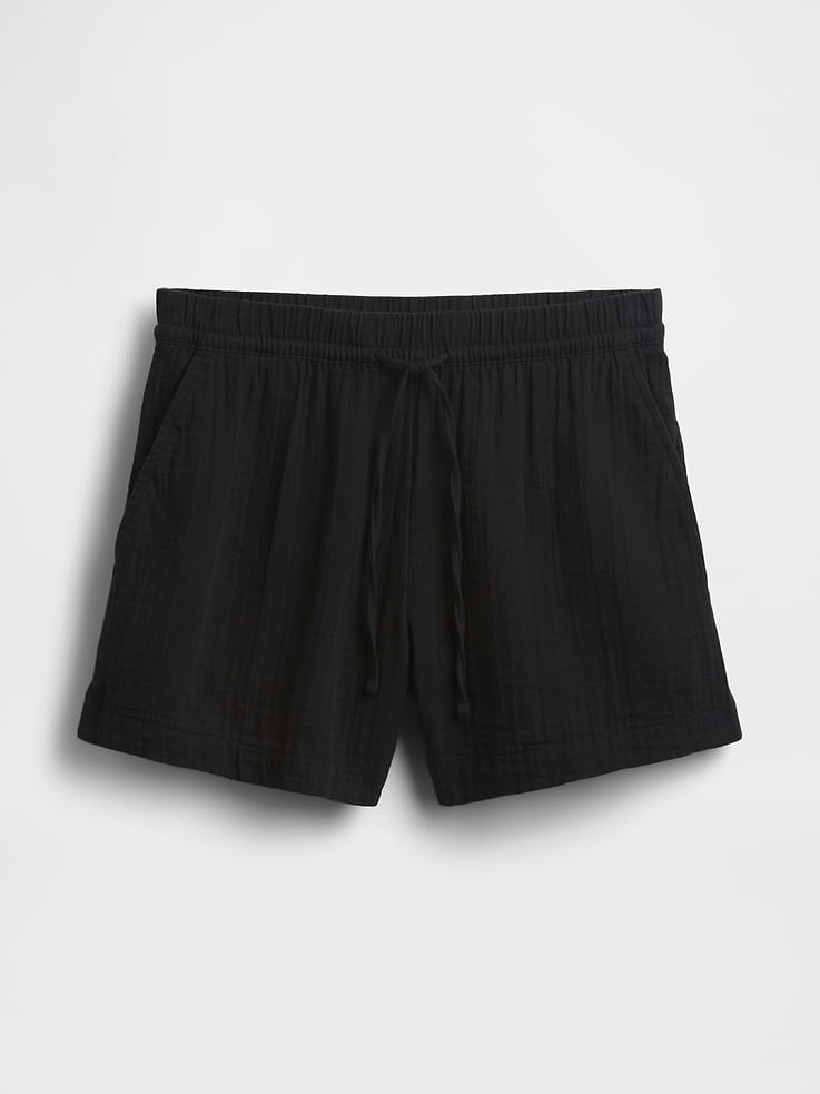 L'image numéro 7 présente Short confort en gaze de coton à taille mi-haute de 10 cm