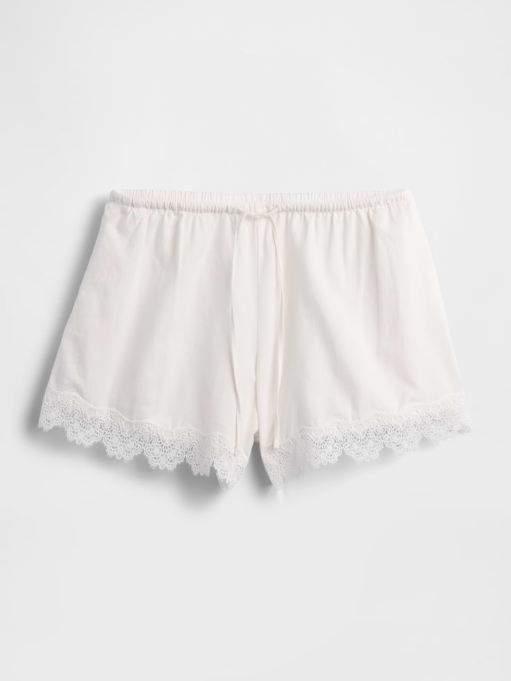 Image number 7 showing, 4" Mid Rise Linen-Blend Lace-Trim Shorts