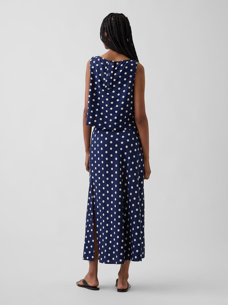 L'image numéro 2 présente Jupe longue à taille extensible en mélange de lin