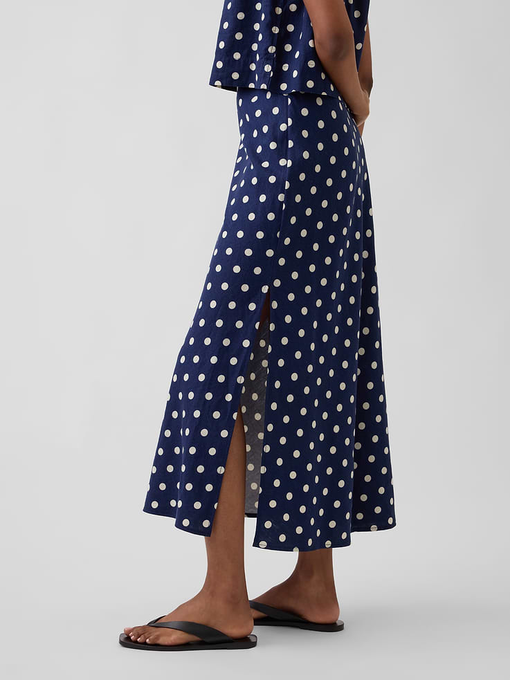 L'image numéro 3 présente Jupe longue à taille extensible en mélange de lin