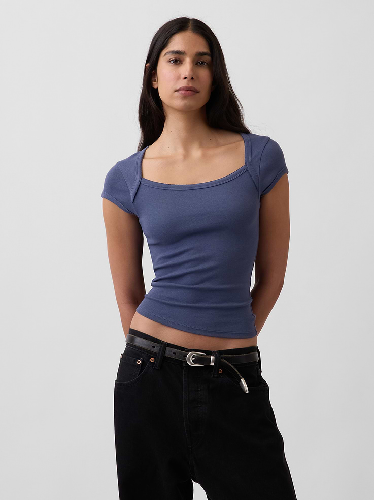 Image number 1 showing, Modern Square-Neck Crop T-Shirt