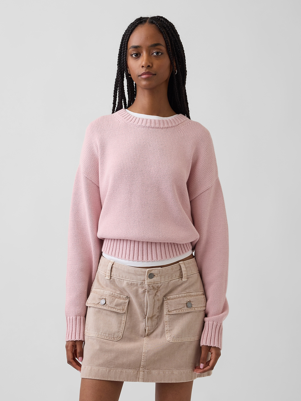 100% Cotton Oversized Crop Sweater | Gap