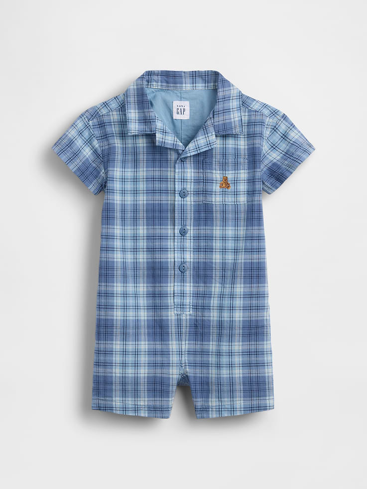 Image number 1 showing, Baby Plaid Shorty One-Piece