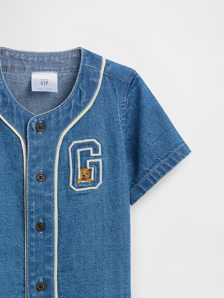 Image number 3 showing, Baby Denim Varsity Outfit Set
