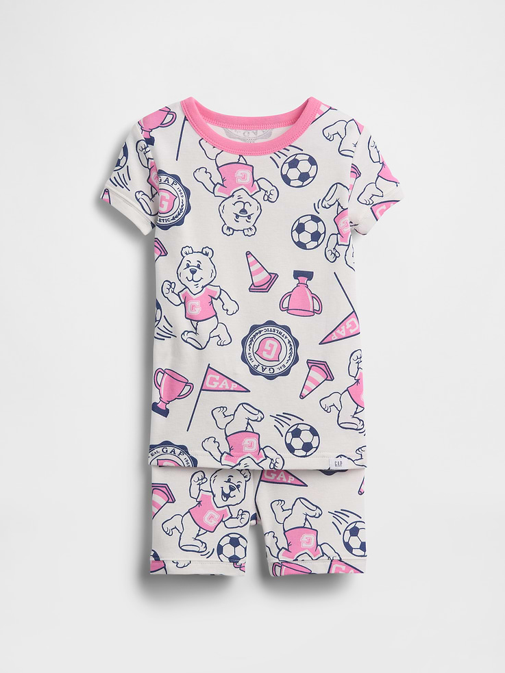 Image number 1 showing, Baby & Toddler Organic Brushed Cotton Bear Logo PJ Short Set
