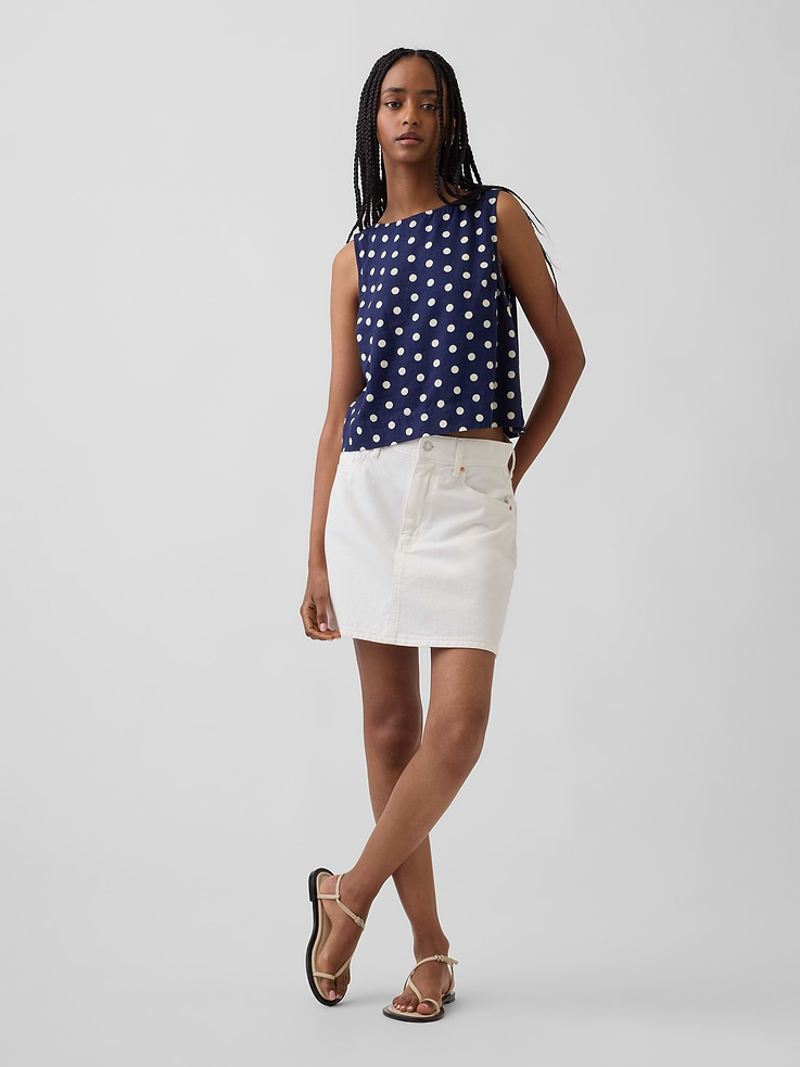 Image number 2 showing, Linen-Blend Crop Shell Tank Top