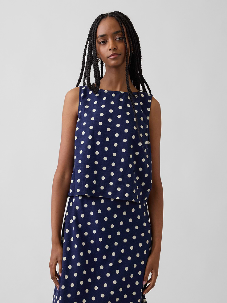 Image number 1 showing, Linen-Blend Crop Shell Tank Top