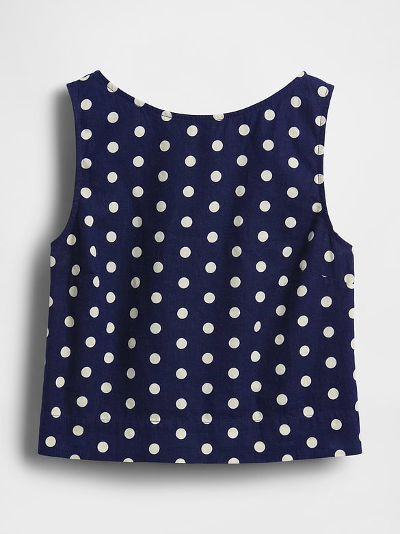 Linen-Blend Crop Shell Tank Top