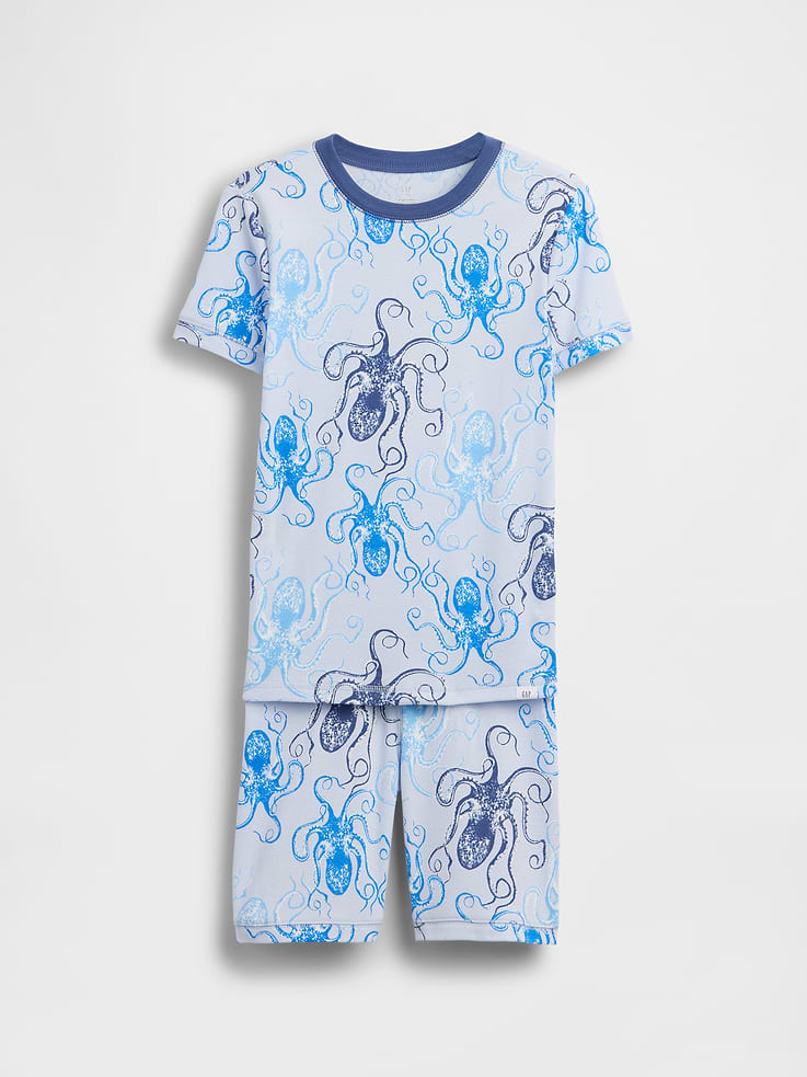 Image number 1 showing, Kids Organic Brushed Cotton Octopus PJ Short Set